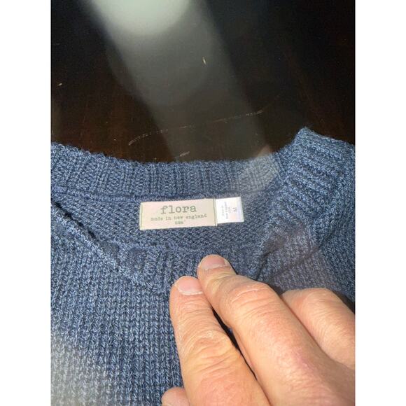 Vintage FLORA Crewneck-Anchor Stockinette-Made in USA-Navy Blue-Size M - Picture 7 of 9